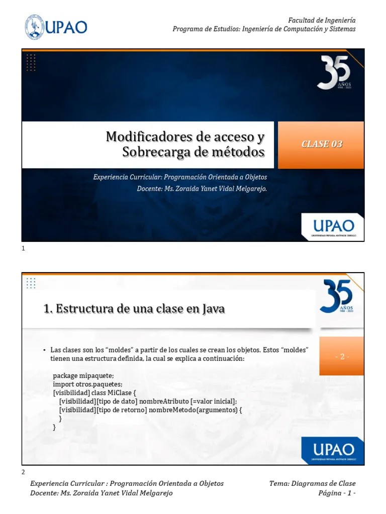 T03 Modificadores De Acceso Y Sobrecarga De Métodos | PDF | Objeto ...