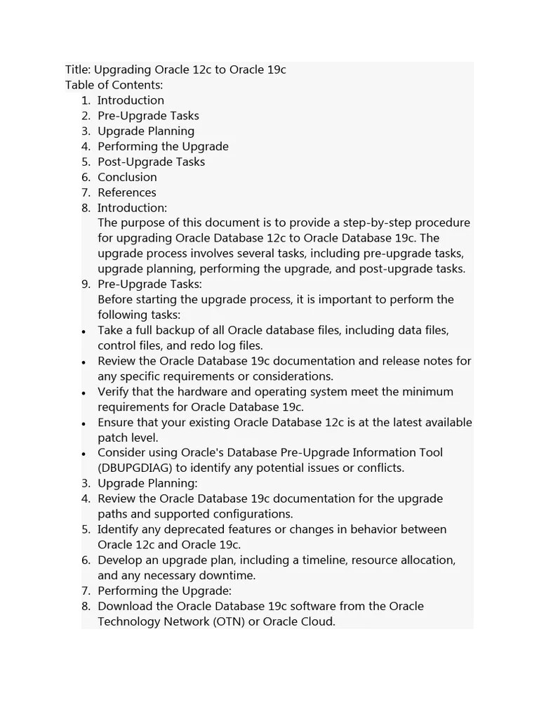 Upgrading Oracle 12c To Oracle 19c | PDF