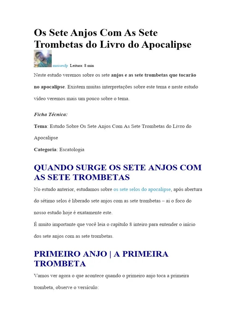 Os Sete Anjos Com As Sete Trombetas Do Livro Do Apocalipse | PDF