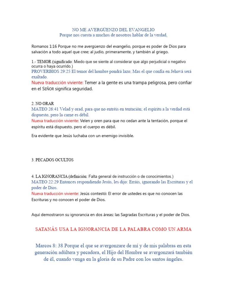 No Me Avergüenzo Del Evangelio | PDF