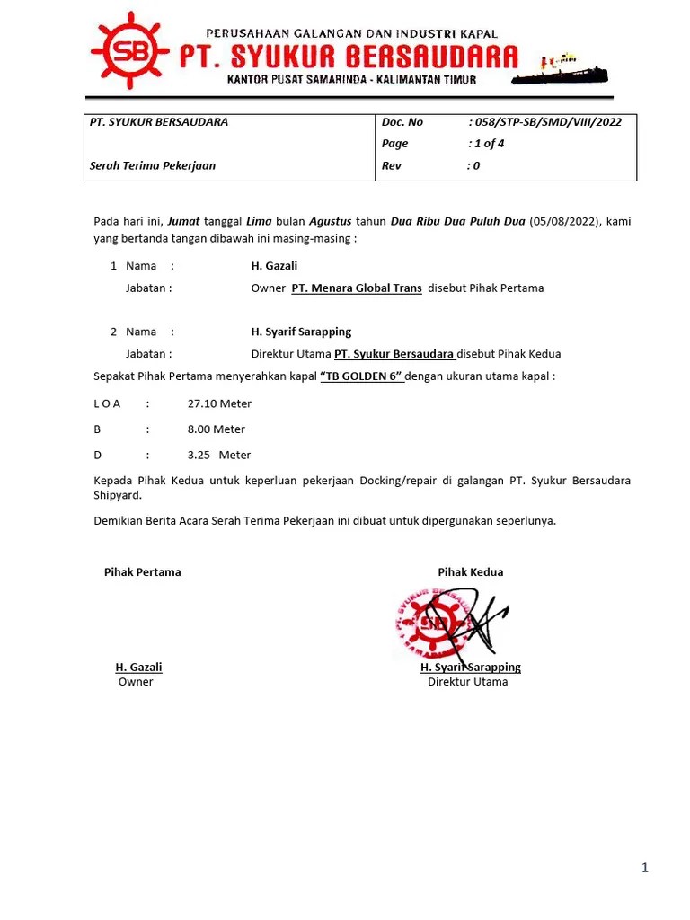 Contoh Dokumen Serah Terima | PDF