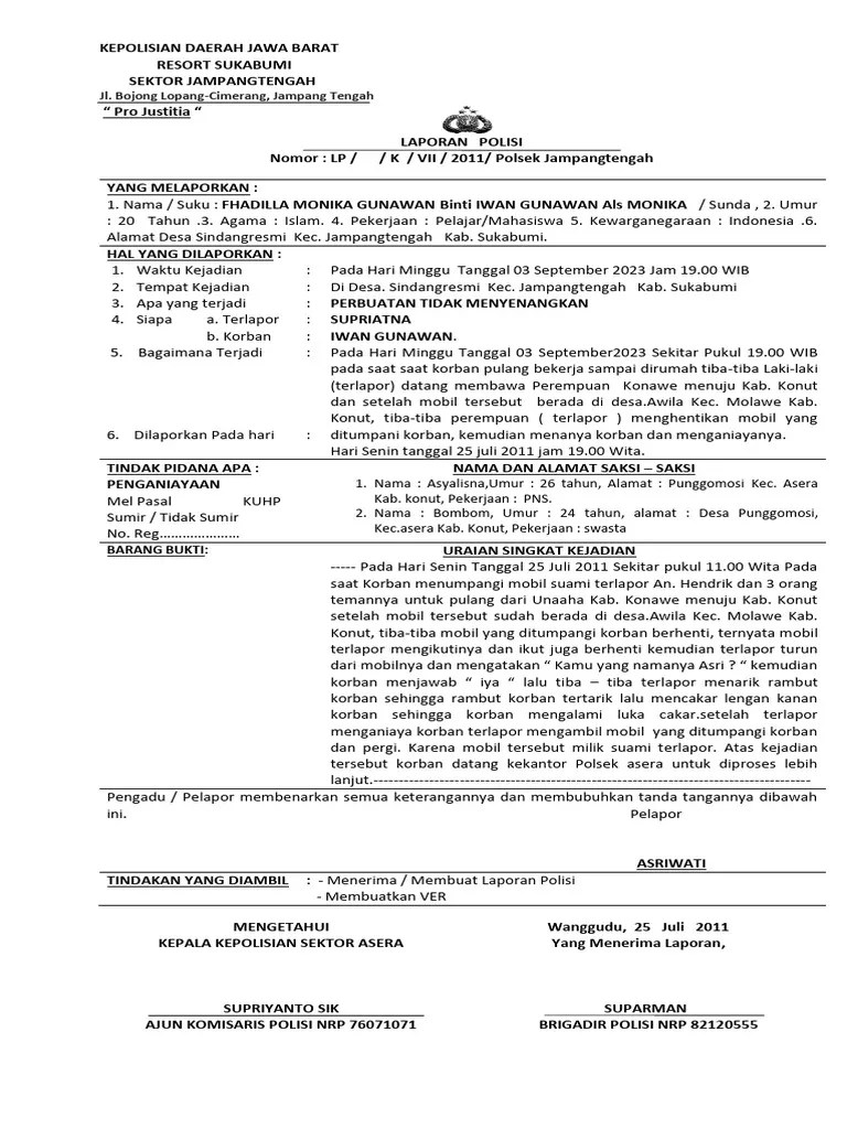 Format Laporan Polisi | PDF