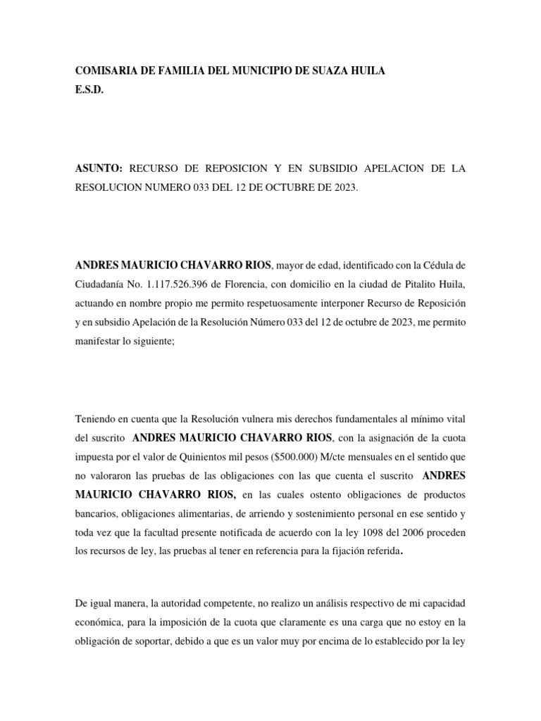 Recurso De Reposicion Y Subsidio Apelacion | PDF | Derecho