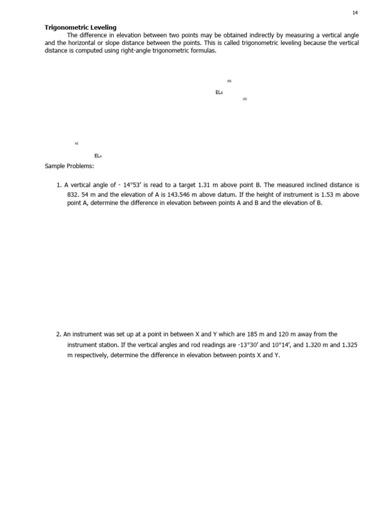F. Trigonometric Leveling1 | PDF | Metrology | Applied And ...