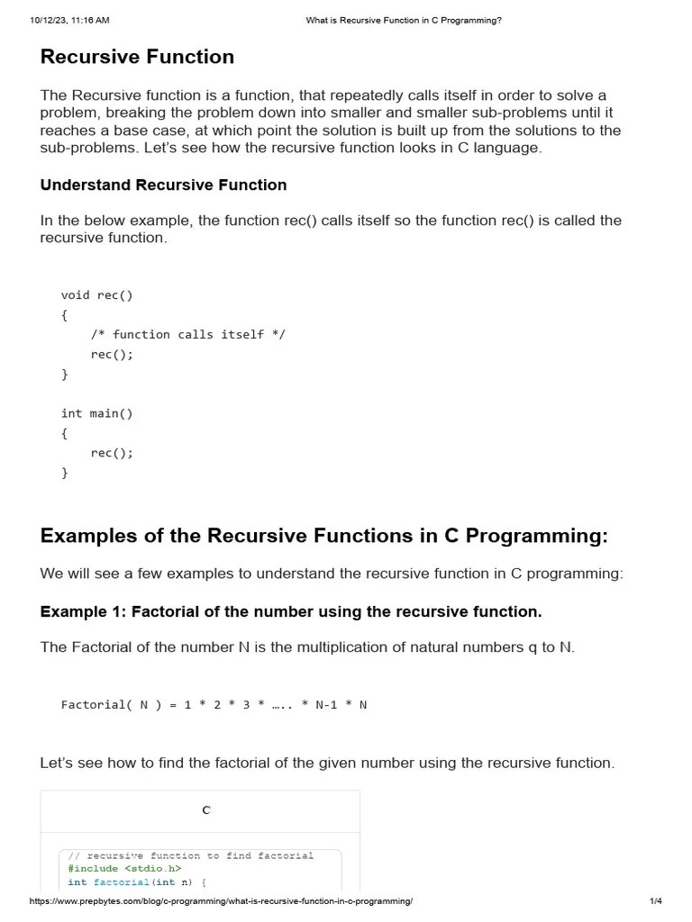 Recursive Function | PDF | Recursion | Computing