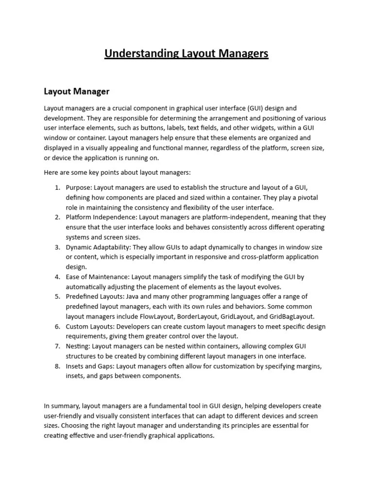 Understanding Layout Managers | Download Free PDF | Page Layout ...