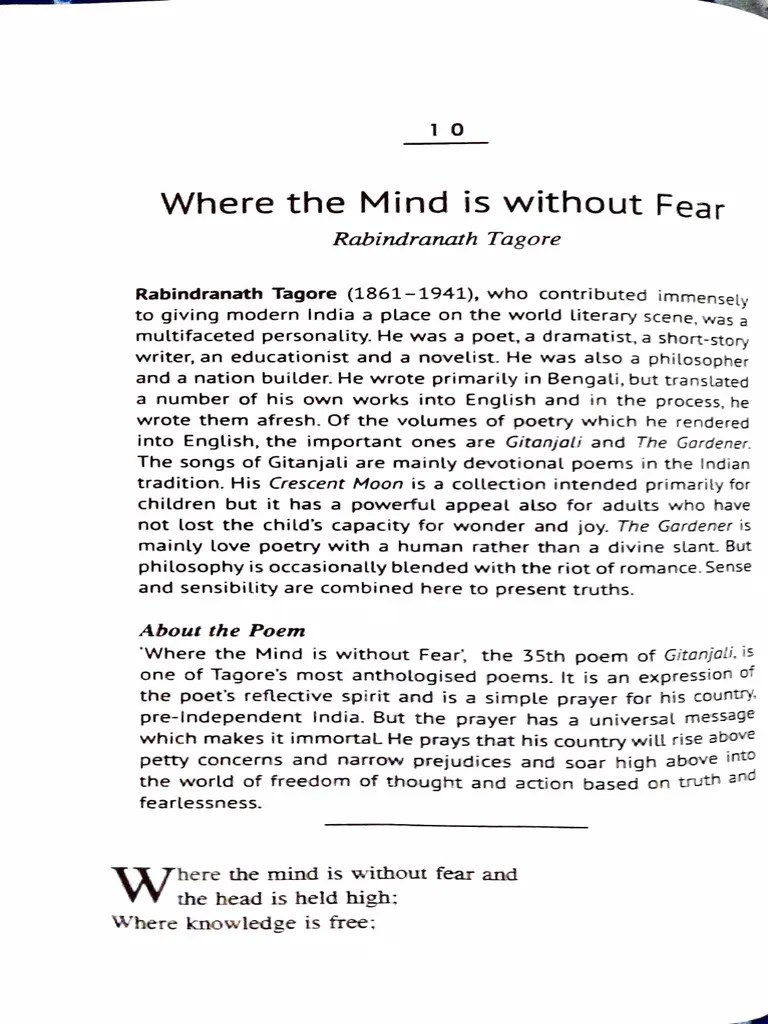 Where The Mind Is Without Fear | PDF
