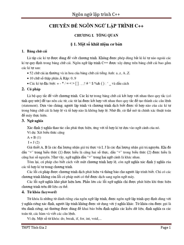 Giao Trinh C++ Chuong 1 | PDF