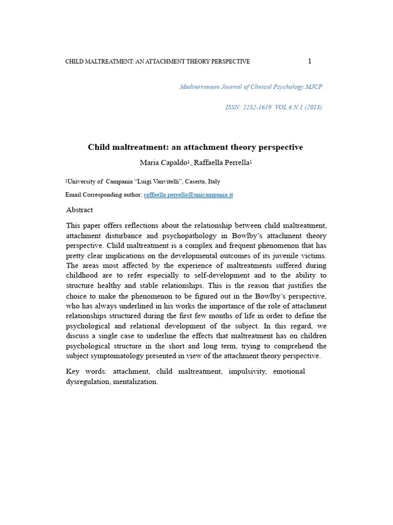 Child Maltreatment An Attachment Theory Perspectiv | PDF | Attachment ...