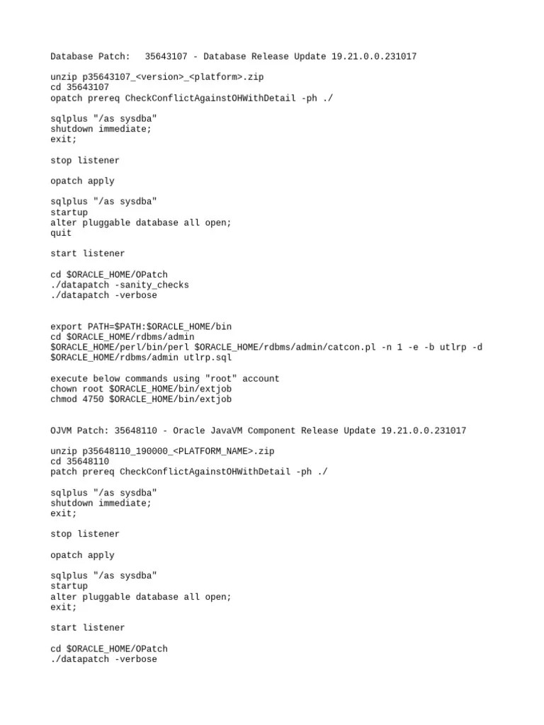 Oracle Database Patches Working | PDF