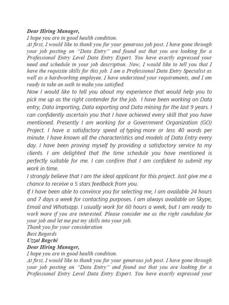 Upwork Cover Letter | PDF