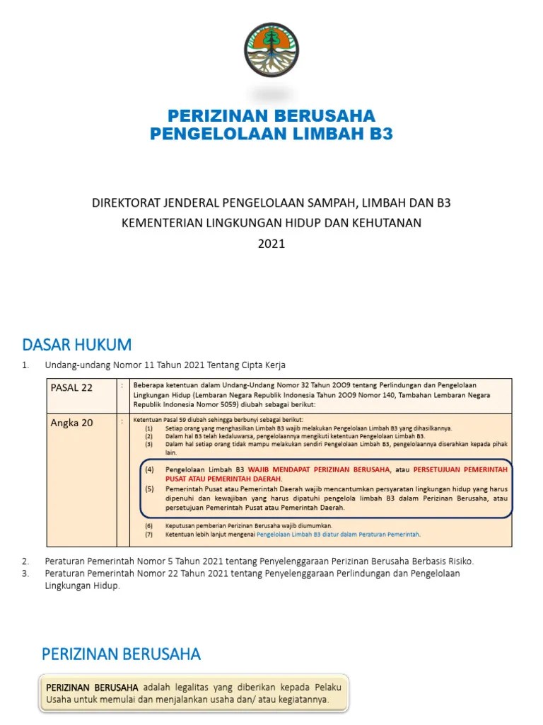 3-Perizinan Berusaha Pengelolaan Limbah B3 | PDF