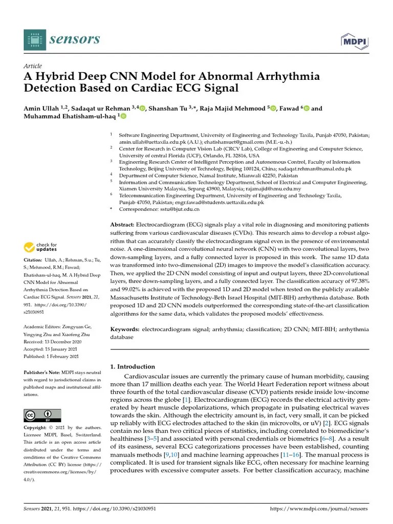 A Hybrid Deep CNN Model For Abnormal Arrhythmia Detection Based On Cardiac ECG Signal | PDF ...