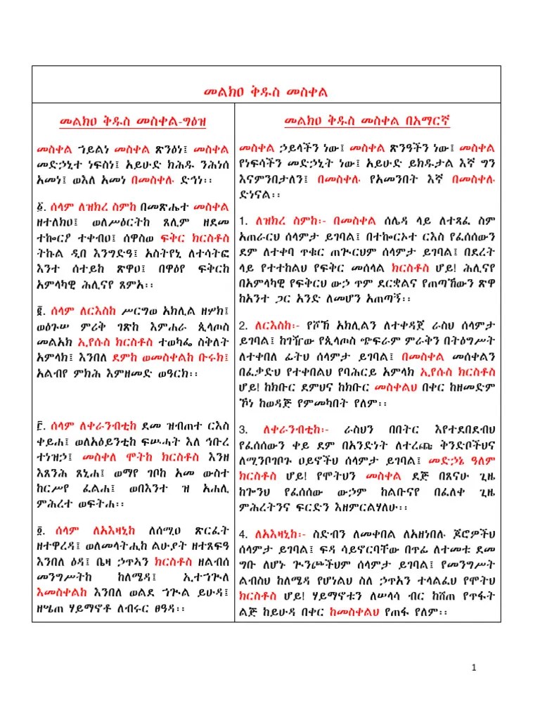 መልክዐ_ቅዱስ_መስቀል_በግዕዝና_በአማርኛ፡ገብረ_ሥላሴ | PDF
