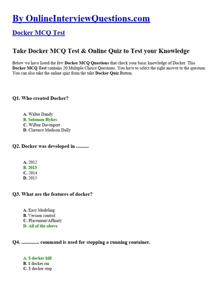 Docker MCQ | PDF