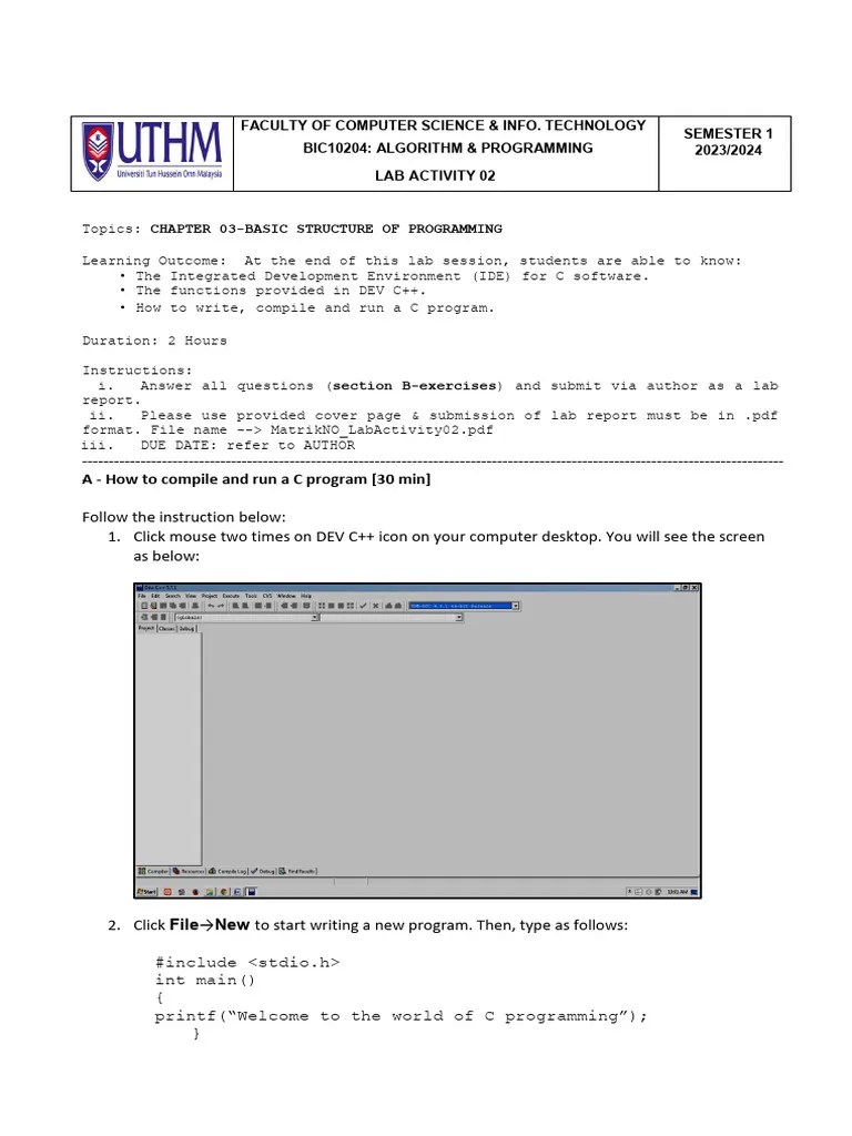 Bic10204 Labactivity02 New | PDF | Computer Program | Programming