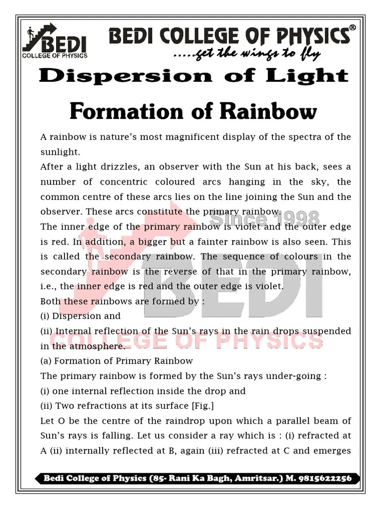 Formation Of Rainbow | PDF | Rainbow | Radiation