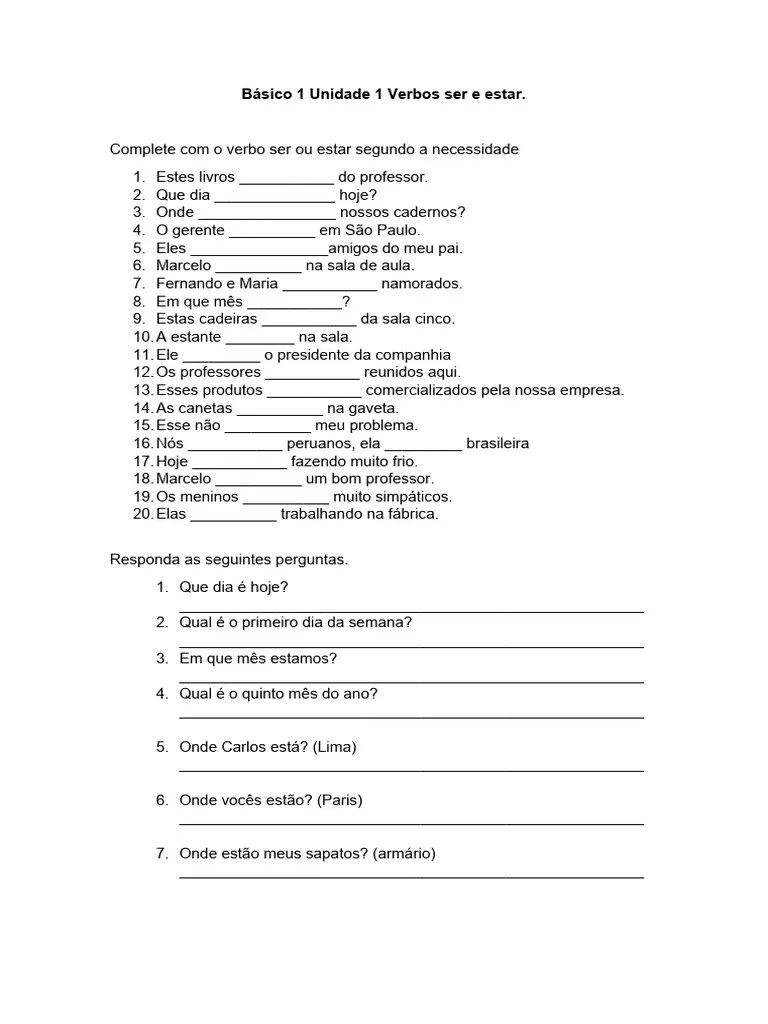 Exerc Cio Verbos Ser Ter E Estar Ii Pdf - Premium Dark Art Gallery - HD