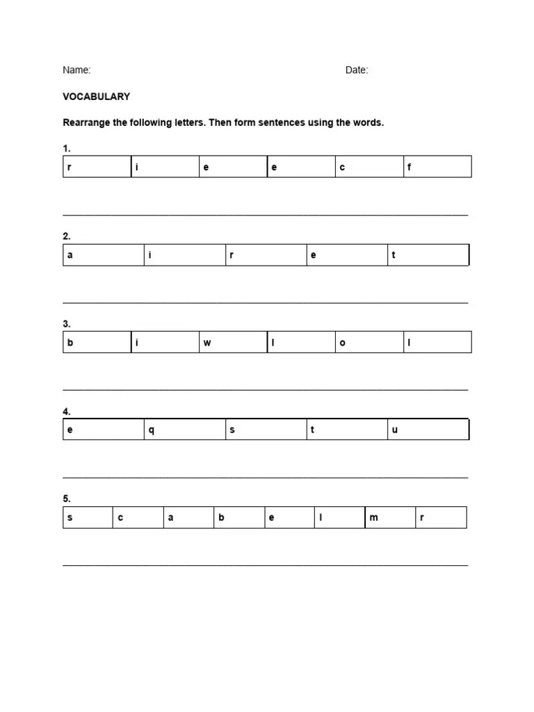 Vocabulary grade 7 unit 1