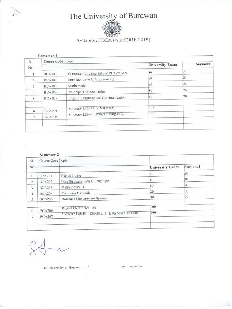 Syllabus BCA | PDF