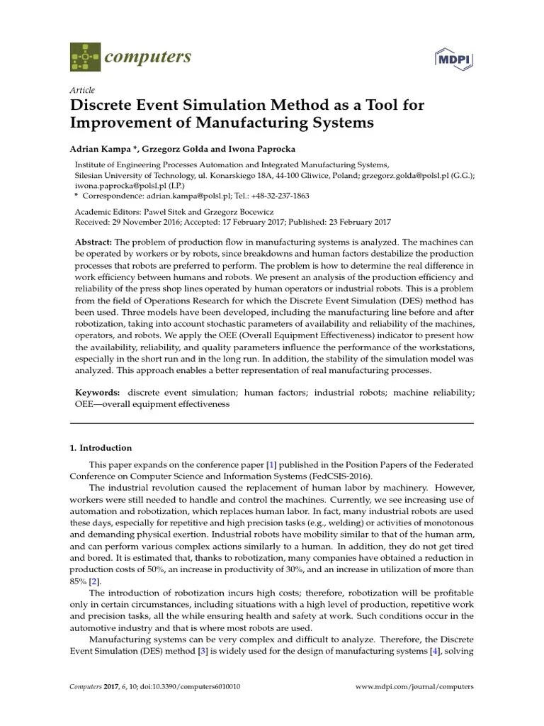 Discrete Event Simulation Method As A Tool For Improvement Of ...