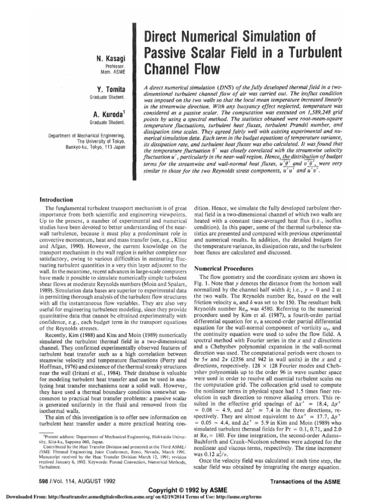 Direct Numerical Simulation Of Passive Scalar Field In A Turbulent ...