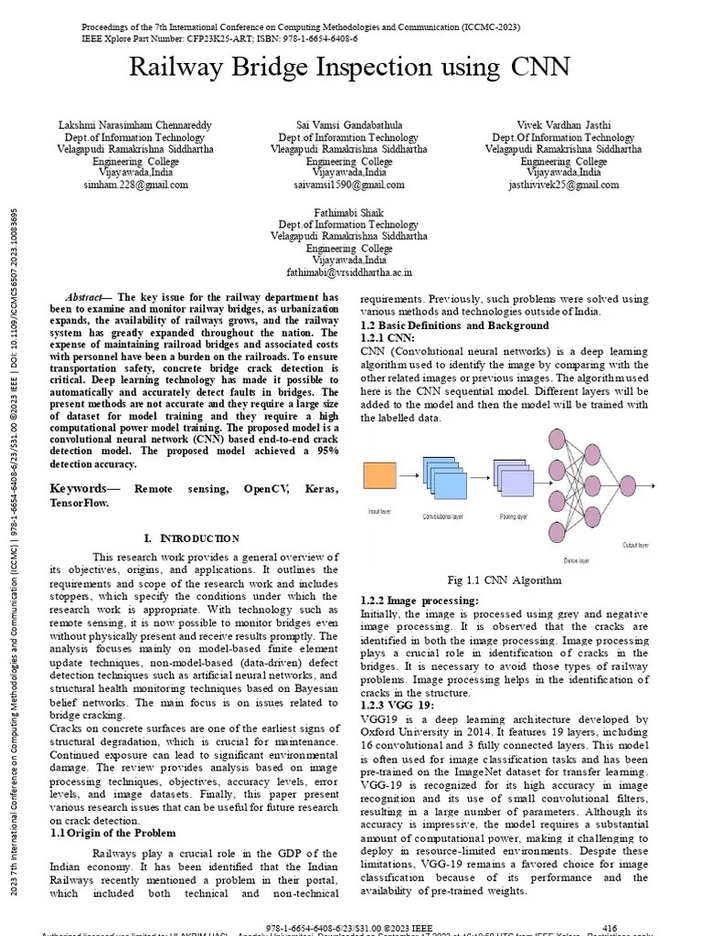 Railway Bridge Inspection Using CNN | Download Free PDF | Deep Learning | Artificial Neural Network