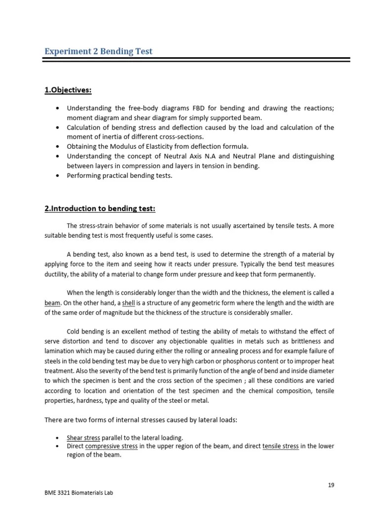 Experiment 2. Bending Test | PDF | Bending | Beam (Structure)
