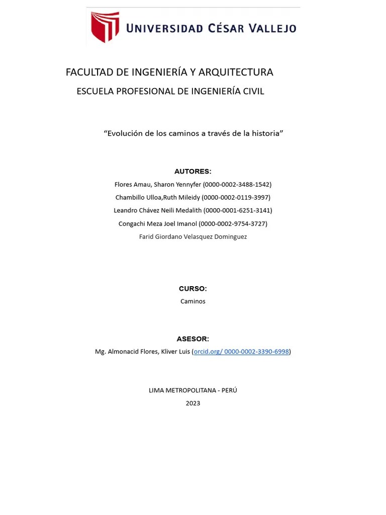 Informe Evolucion De Caminos GRUPO 5 | PDF