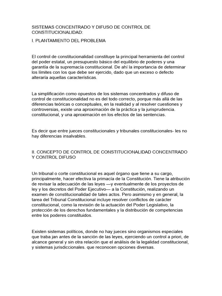 Sistemas Concentrado Y Difuso De Control De Constitucionalidad | PDF | Judicaturas | Juez