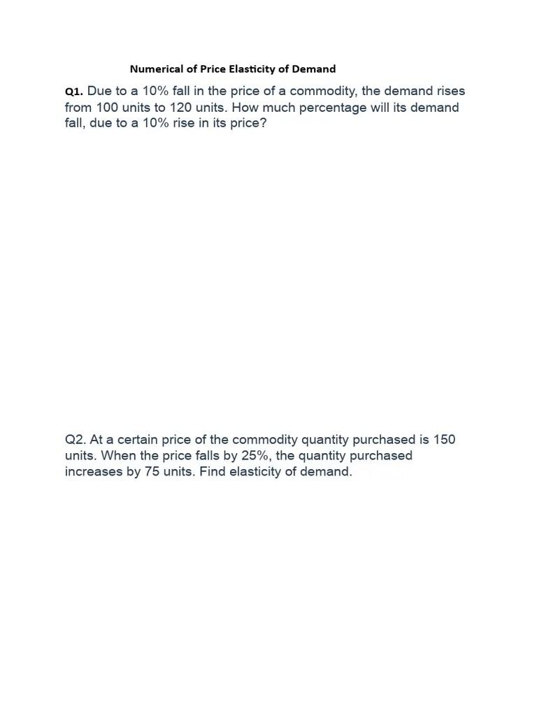 Numerical Of Price Elasticity Of Demand | PDF | Demand | Price ...