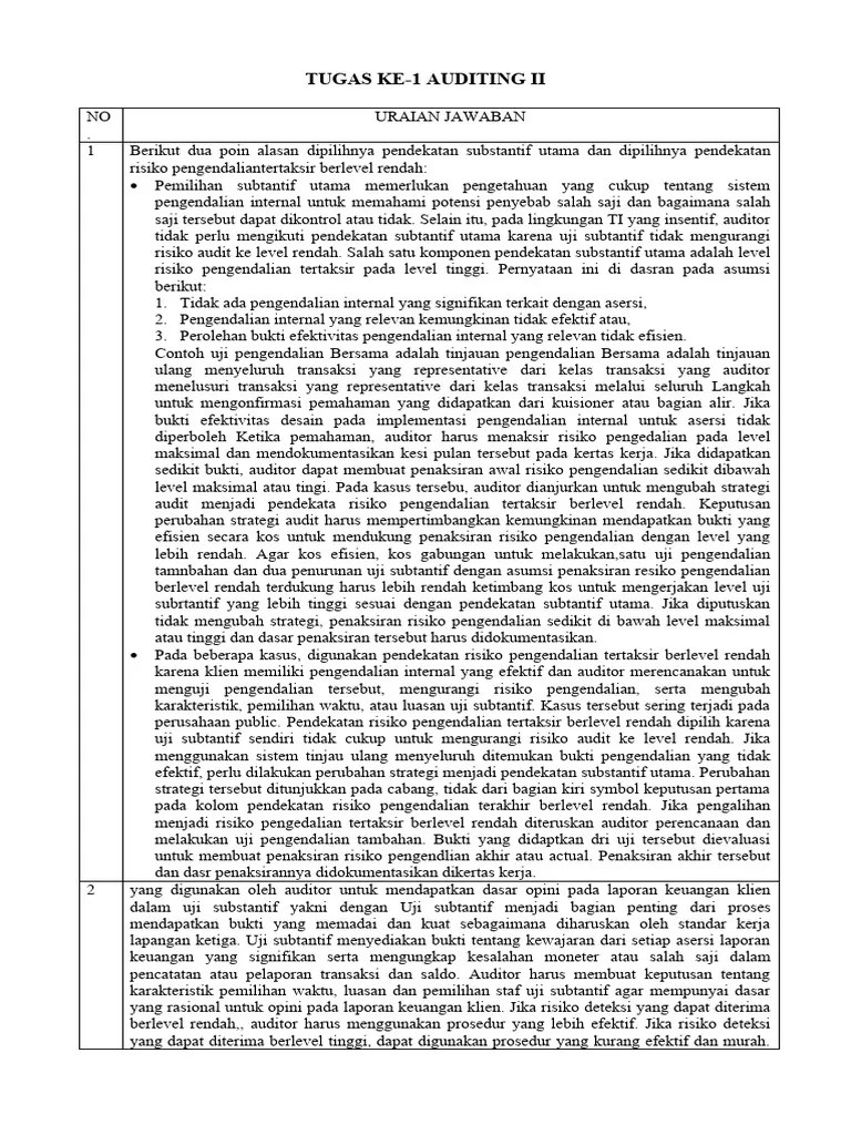 Jawaban Tugas 1 Auditing Ii | PDF