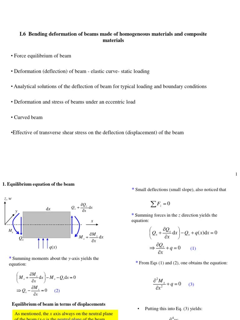 L6 Bending Of Beams Made Of Homogeneous Materials And Composite Materials | PDF | Bending | Beam ...