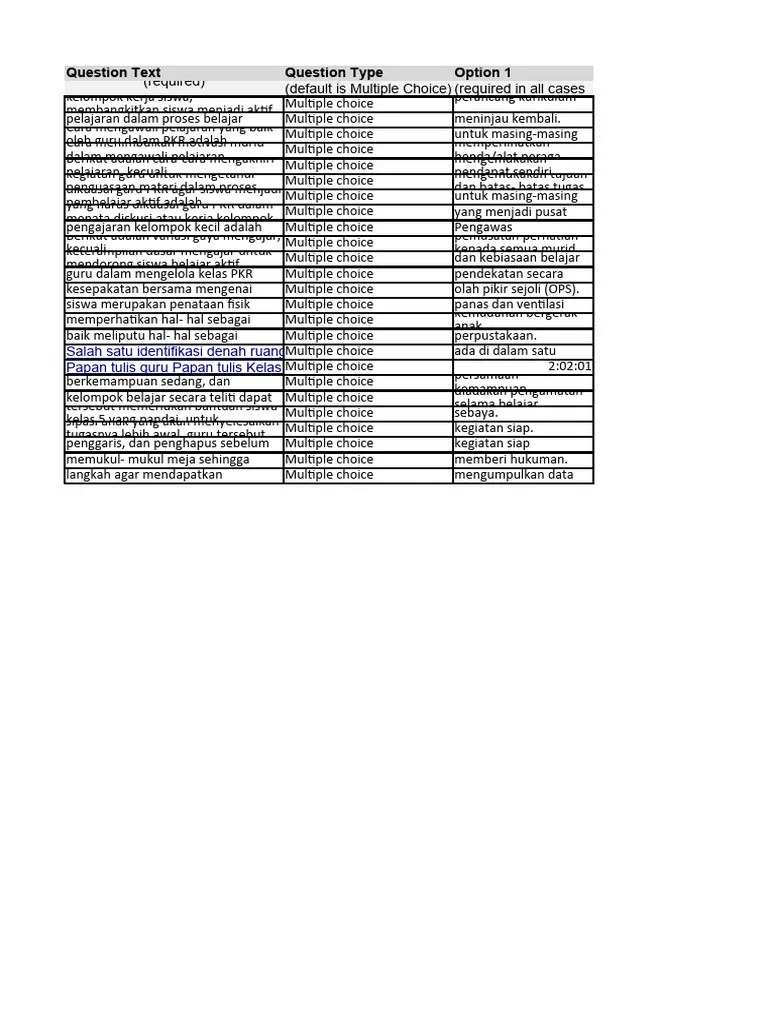 Quiz Izz Sample Spreadsheet Updated | PDF