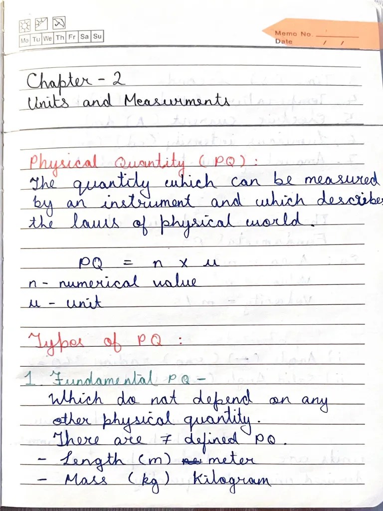 Units Dimensions And Measurements Class 11 Notes | PDF