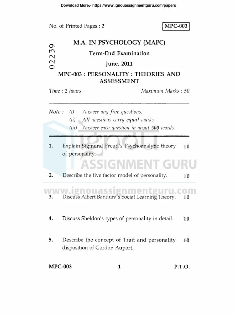 MPC 003 Previous Year Question Papers By Ignouassignmentguru | PDF