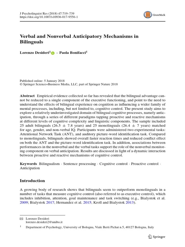 Cognitive Control 9 | PDF | Executive Functions | Multilingualism