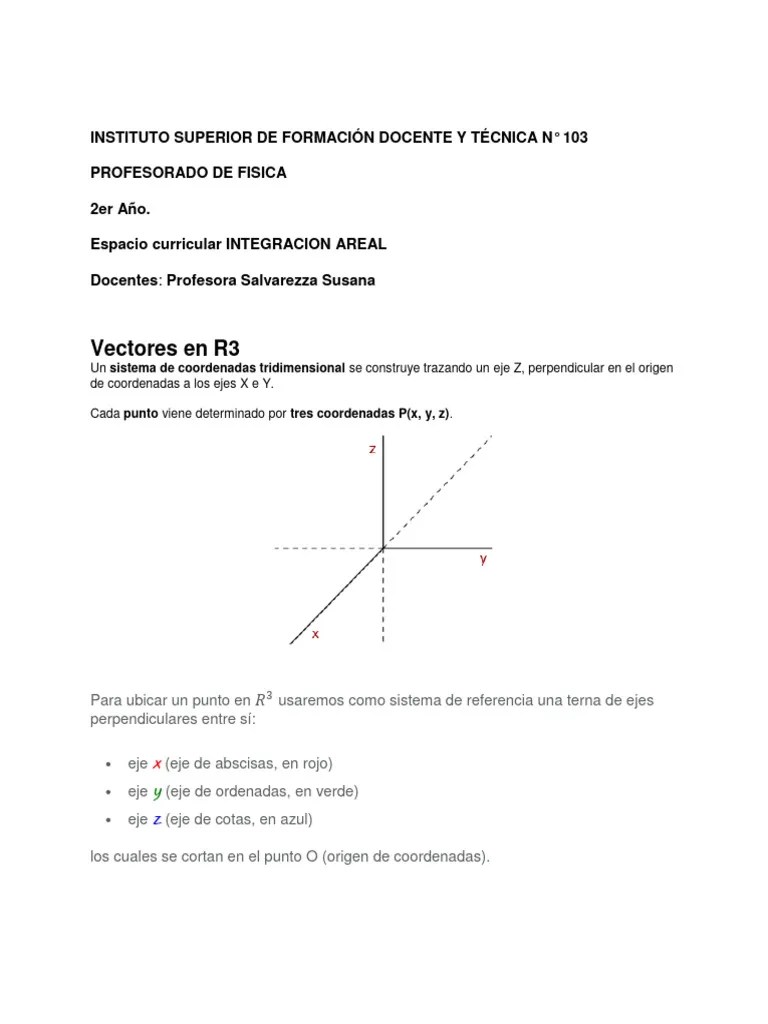 Vectores En R3 | PDF | Vector Euclidiano | Sistema De Coordenadas Cartesianas
