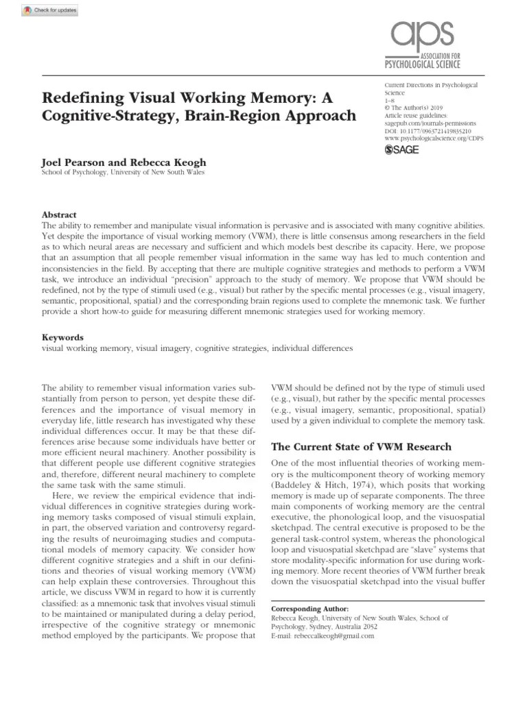 Redefining Visual Working Memory A Cognitive-Strategy, Brain-Region ...