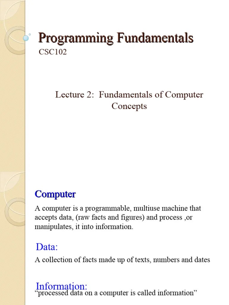 2-Lec B - Fundamentals Of Computer Concepts | PDF | Computer Data ...