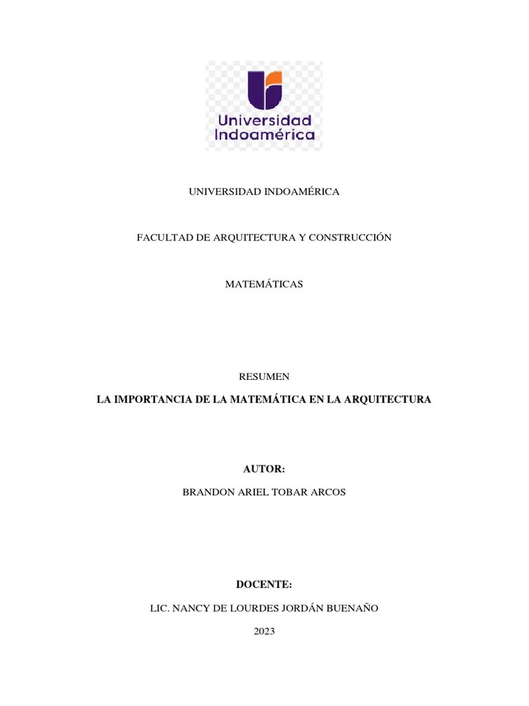 Importancia De La Matematica En La Arquitectura | PDF | Matemáticas
