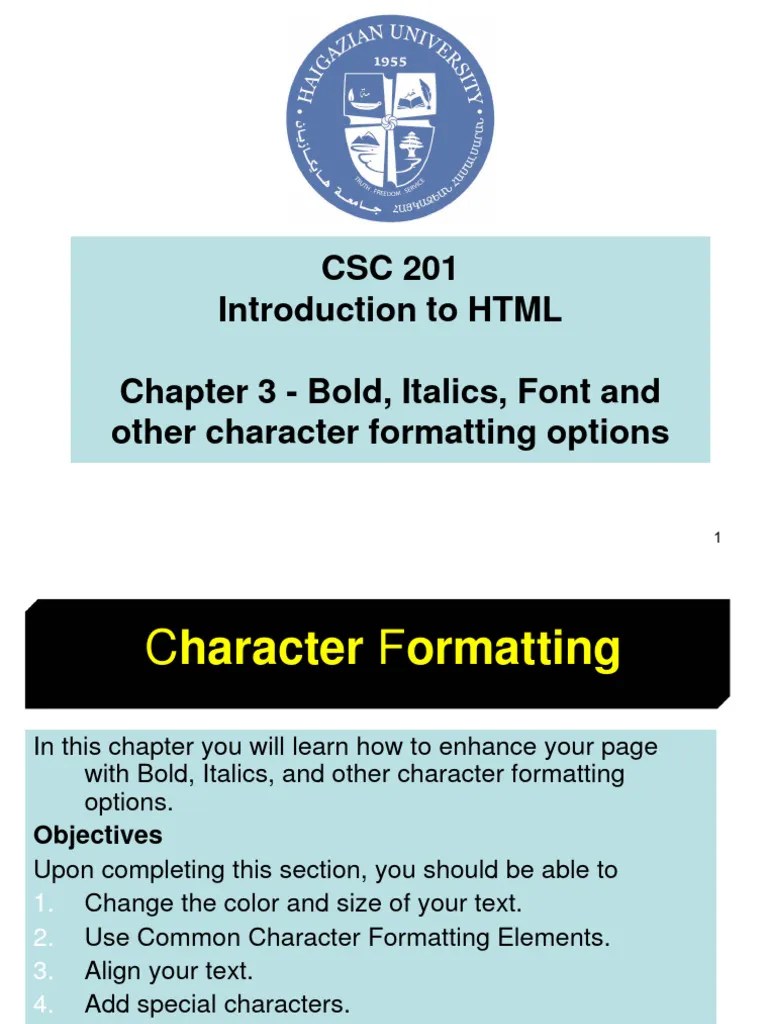 Chapter 3 (Bold, Italics, Font And Other Character Formatting Options ...