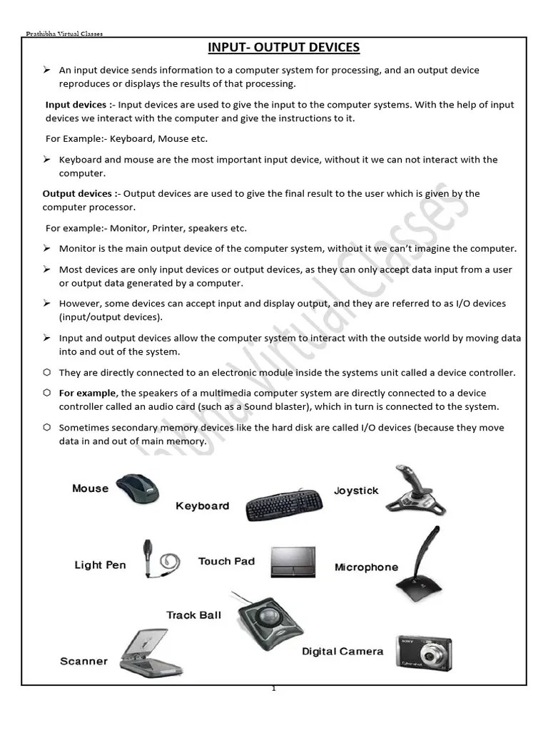 Input And Output Devices Guide | PDF | Input/Output | Computer Keyboard