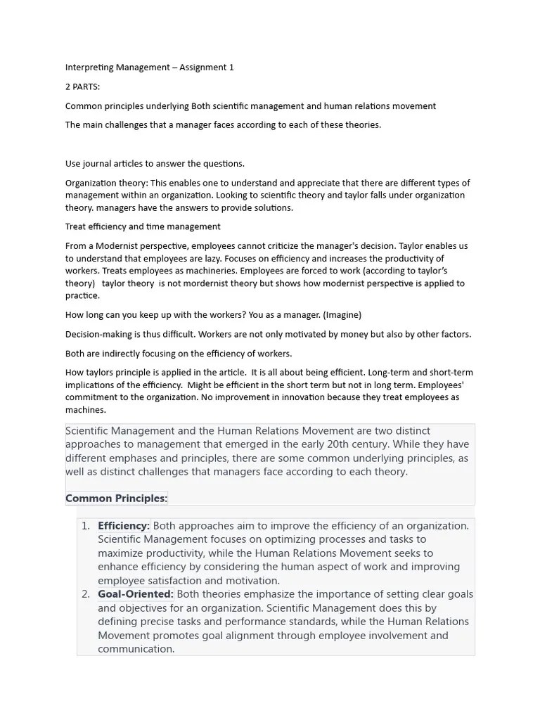 Interpreting Management Assignment Notes | PDF | Goal | Job Satisfaction