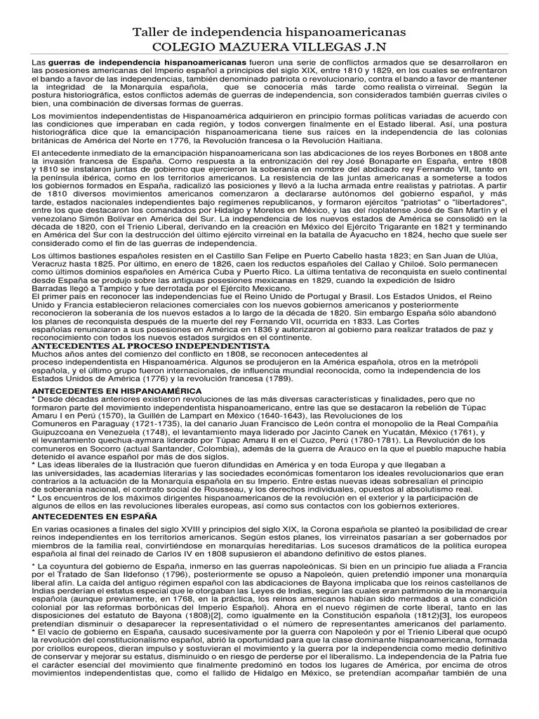 Independencia De Latinoamerica | PDF | Imperio Español | España