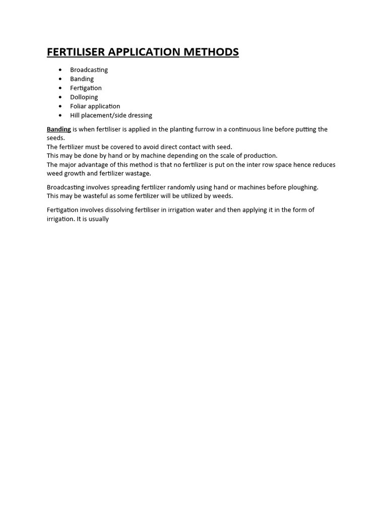 Fertiliser Application Methods | PDF