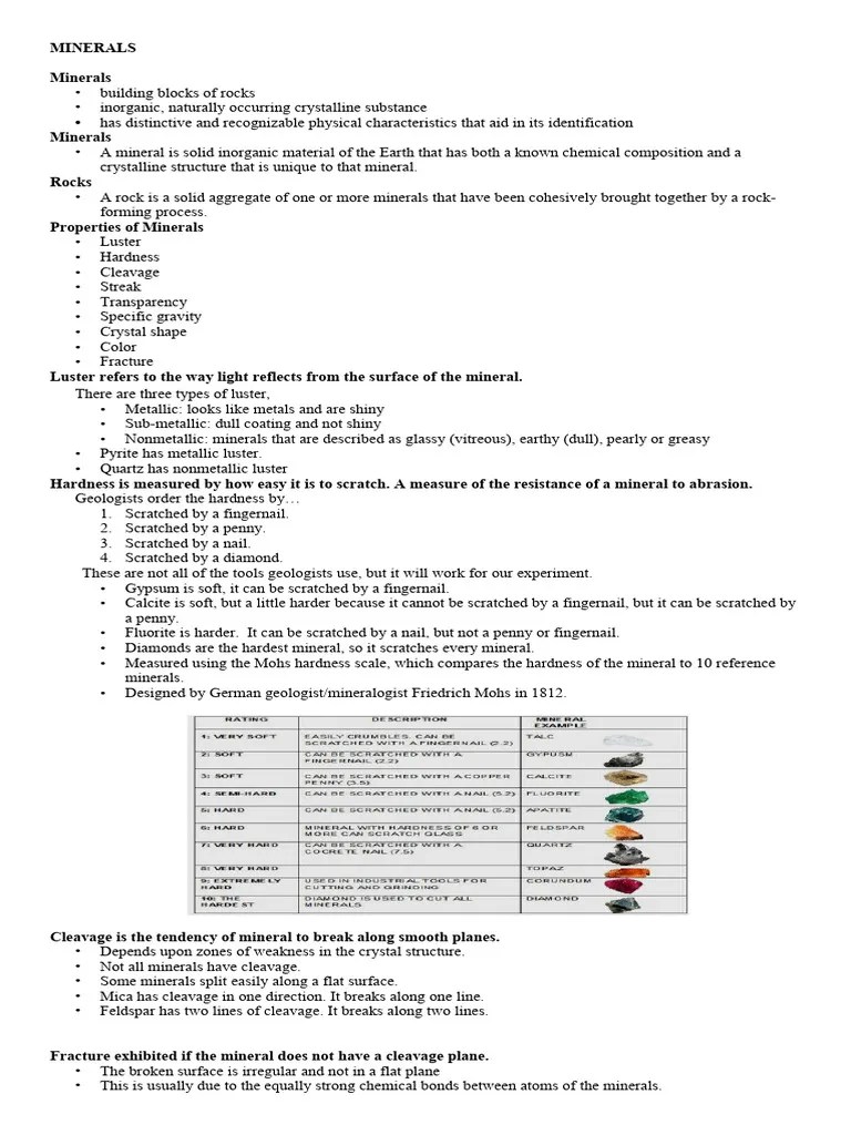 Minerals And Rocks | PDF | Rock (Geology) | Minerals