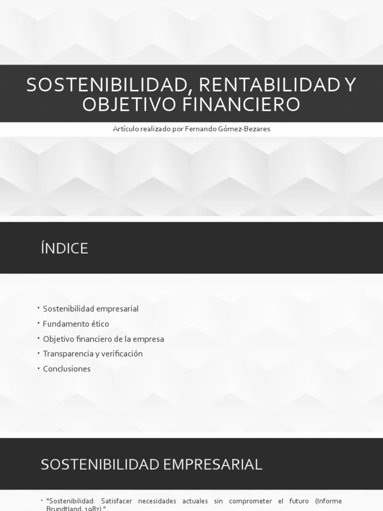 Sostenibilidad J Rentabilidad Y Objetivo Financiero | PDF | Sustentabilidad | Business