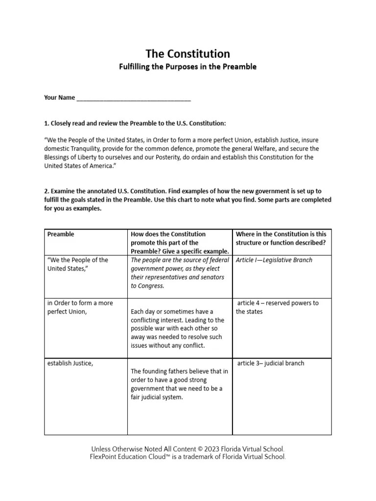 The Constitution Template | PDF | Ratification | Article One Of The United States Constitution