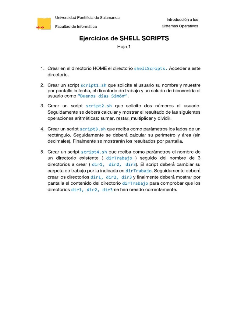 1 Ejercicios SHELL SCRIPTS | PDF | Informática | Tecnología